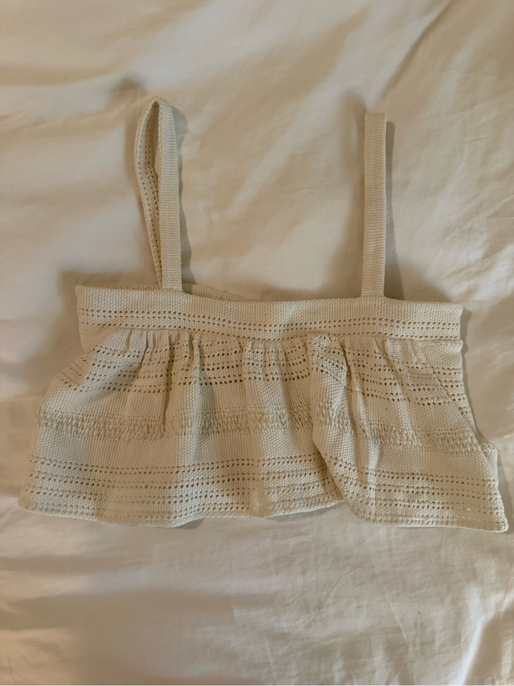 Mara Hoffman Cream Crochet Knit Crop Tank Top